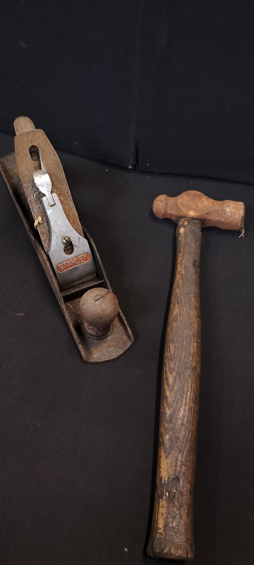 Lot 262: Vintage Stanley Wood Plane and Hammer