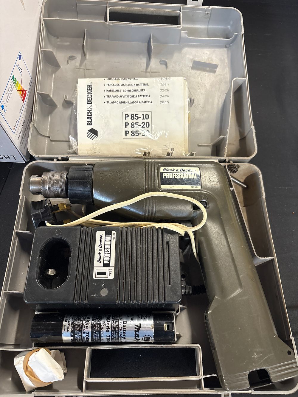 Lot 785: Black & Decker Professional cordless drill with spare...