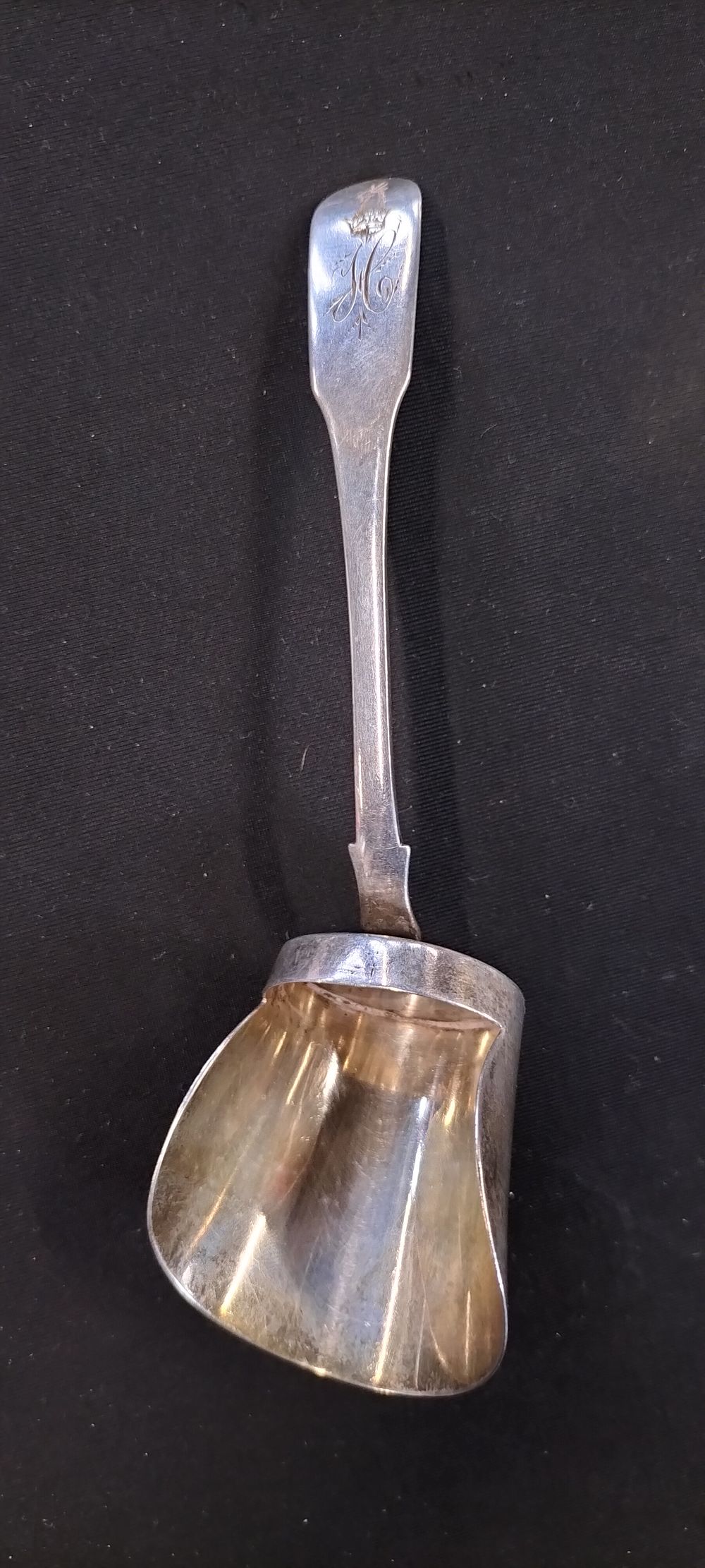 Lot 274: Monogrammed Hallmarked Sterling Silver Scoop Date Letter B...