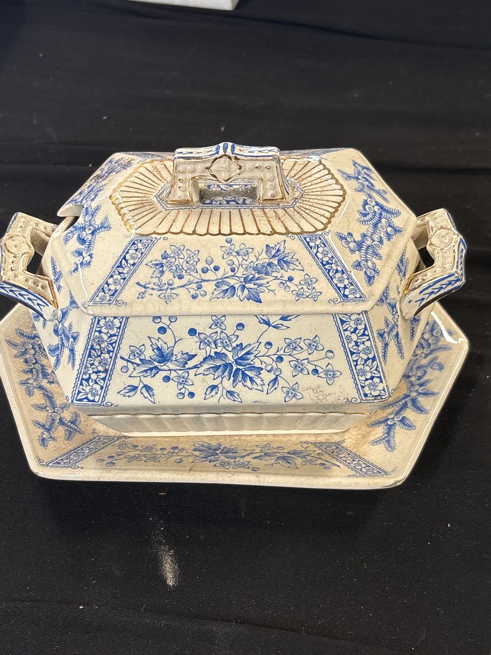 Lot 800: Antique Terrine and coaster by Flora B&B