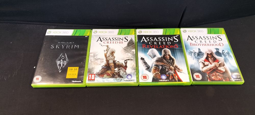 Lot 526: Four X-Box 360 Games. Skyrim The Elder ScrollsV,...