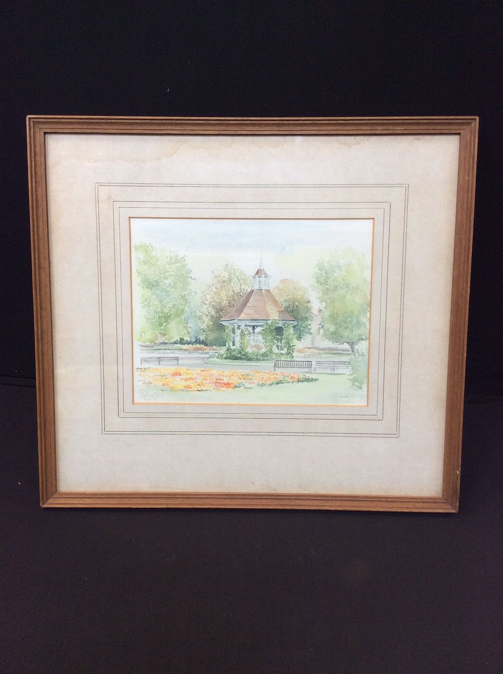 Lot 550: Wood Framed Water Colour The Band Stand Chapelfield...