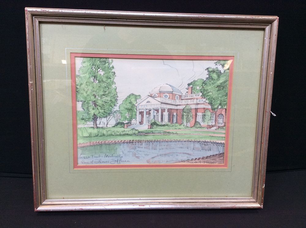 Lot 553: Gilt Wood Framed Print of West Front Monticello,...