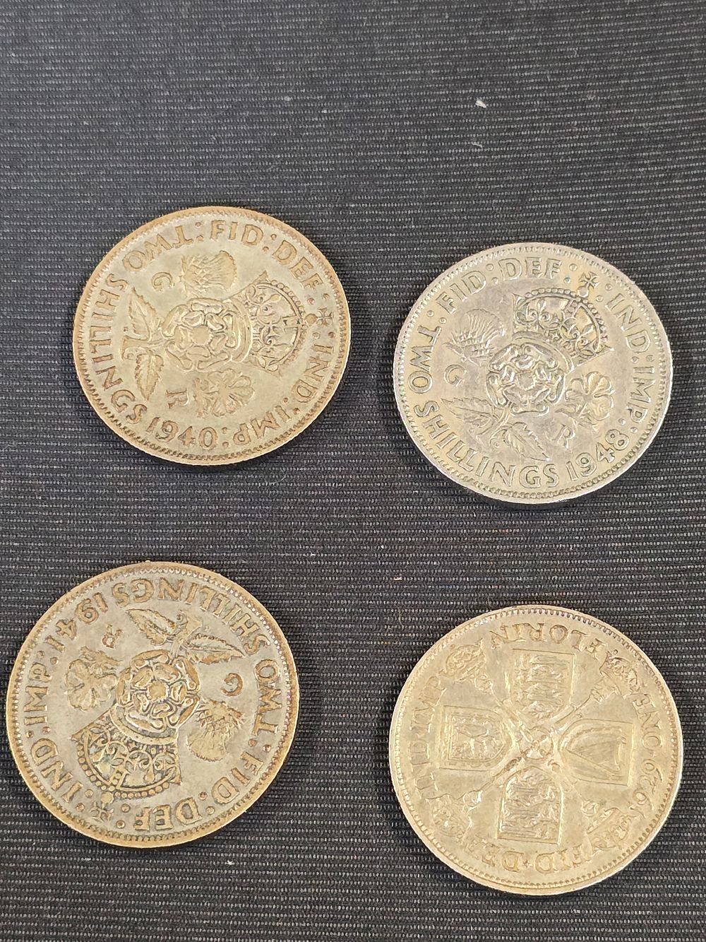 Lot 581: Four 2 shilling (Florin) sterling silver vintage coins