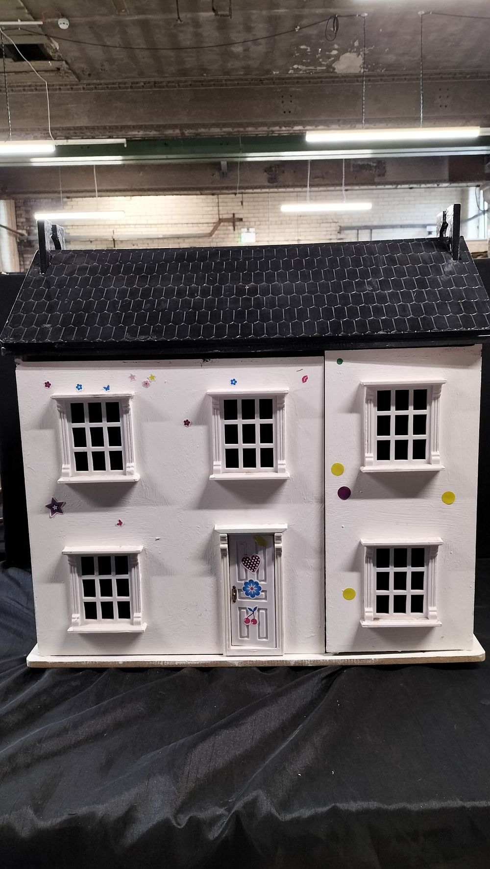 Lot 590: Wooden Dolls House With Furniture. Measures approx 60.5...