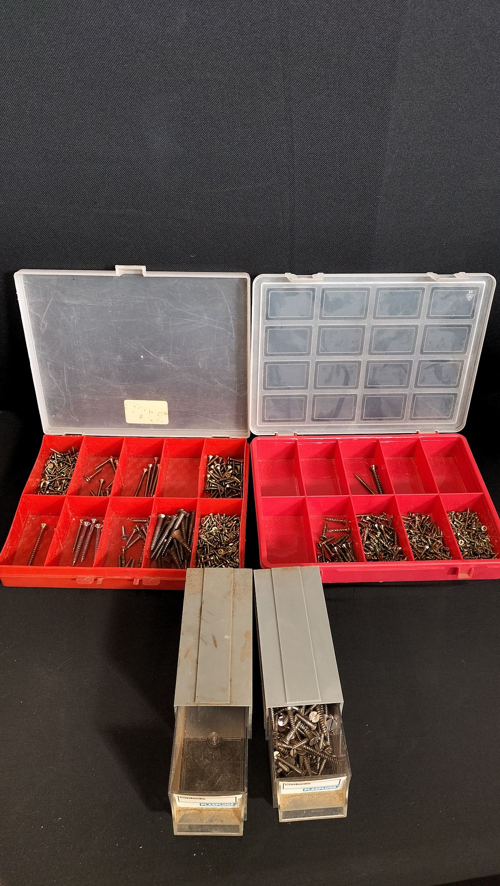 Lot 671: Two 10 Compartment Storage Boxes and 2 Nail/Screw...