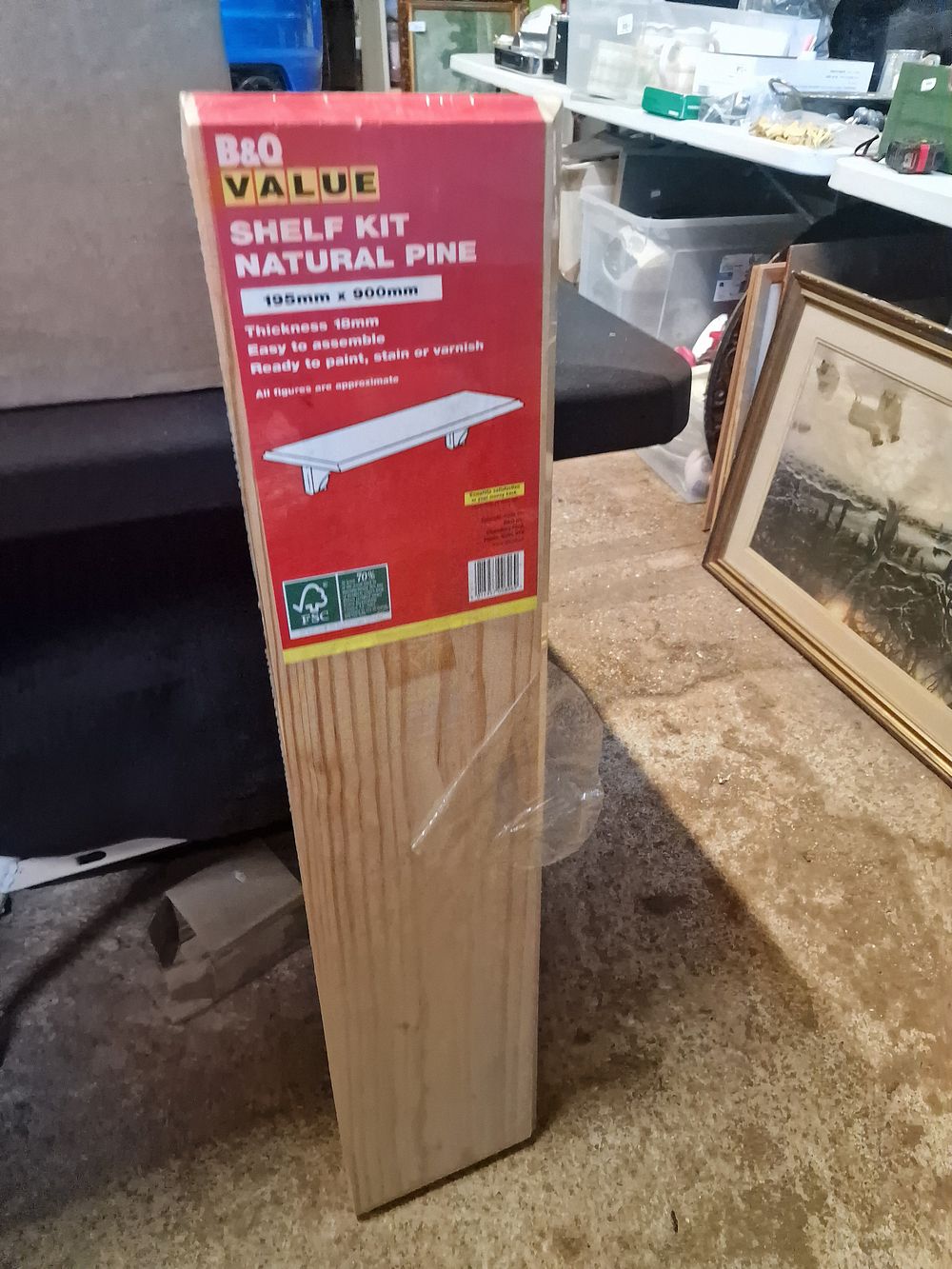 Lot 648: B&Q Shelf Kit Natural Pine 195 x 900 mm COLLECTION ONLY