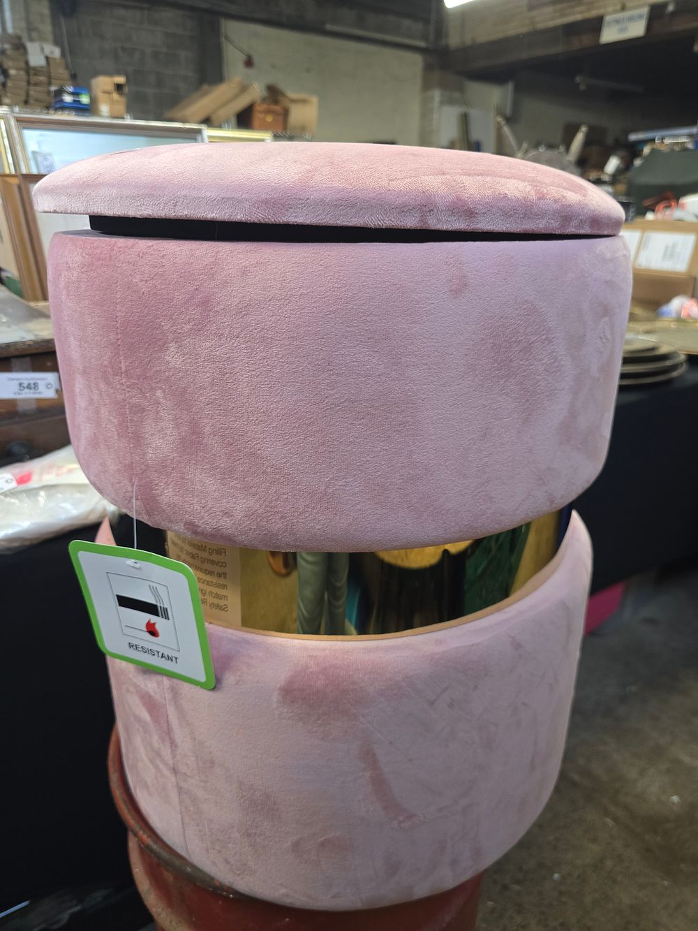 Lot 683: Pink circular valour storage unit