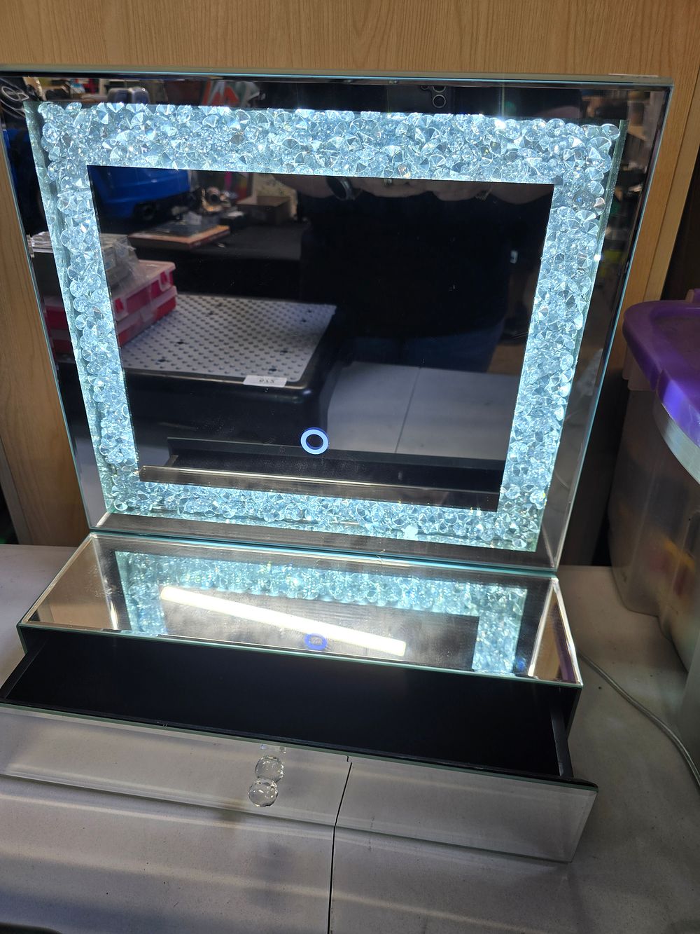 Lot 684: Light up crystal vanity mirror