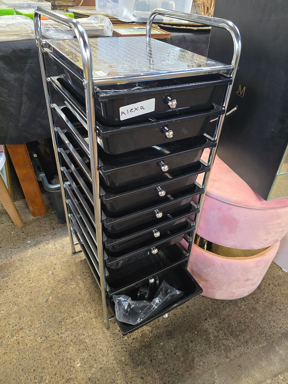 Lot 685: 9 drawer vanity storage unit