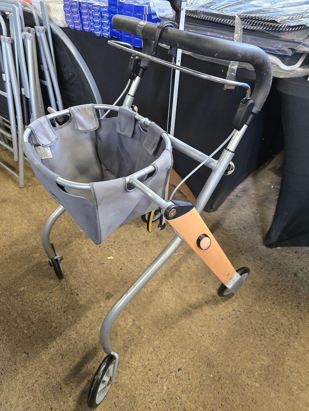 Lot 695: Wood and metal walker