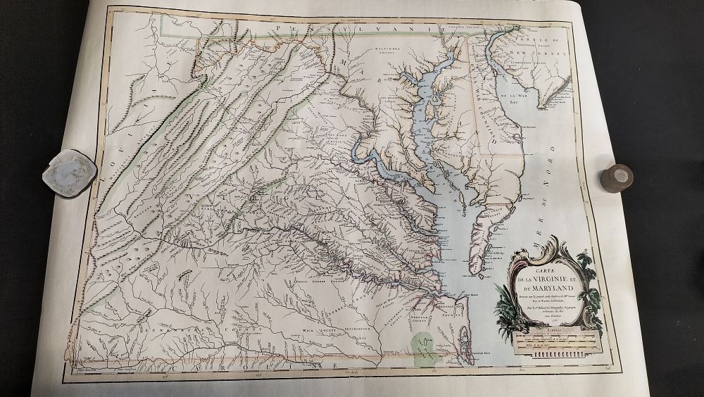 Lot 722: Map of Virginia, Maryland and Delaware in 1755