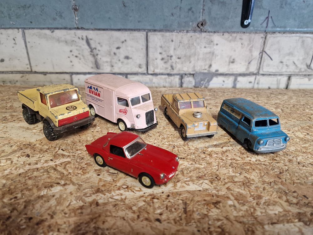 Lot 736: Selection of Vintage Toy Vehicles Play Worn inc Corgi and Dinky