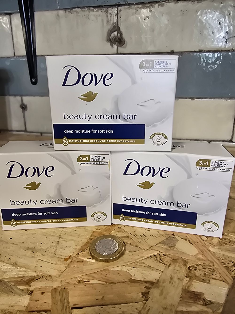 Lot 743: Three brand new 90g Dove soaps
