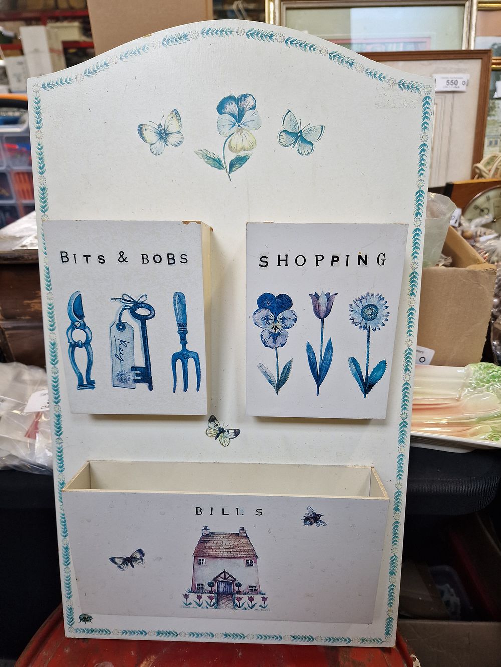 Lot 798: Wall hanging wooden organiser