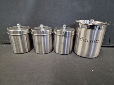 4pc Stainless Steel Kitchen Canister Set