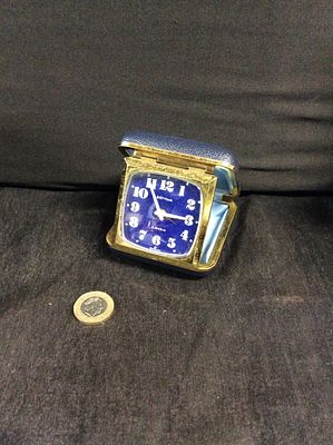Estyma travel pocket windup Alarm Clock. Working in a navy blue colour