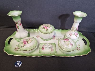 Vintage Victoria Czechoslovakia Porcelain Vanity Set