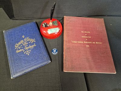 Vintage Church Books and Paperweight Pen Holder. Books are The Building and Consecration of
