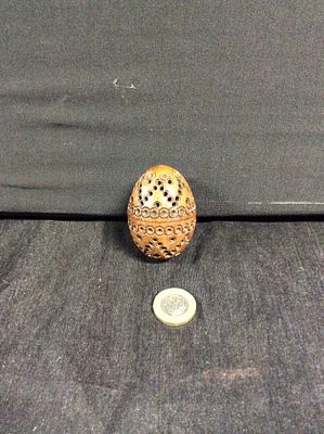 Antique hand carved Coquilla Nut Egg. 19th Century carved egg typically used as snuffbox , match