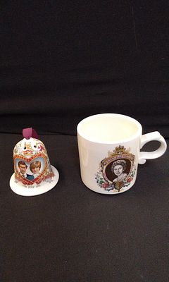 Commemorative Items. Queen Elizabeth Silver Jubilee Cup and a H. R. H Prince Charles and Lady