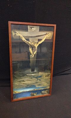 Framed Lithograph of Christ of Saint John of the Cross. Copy of Salvador Dalí Original