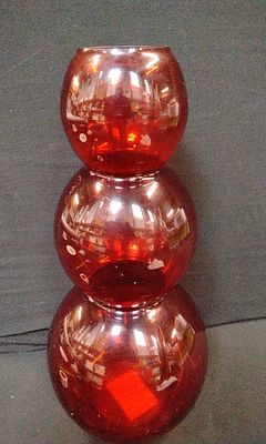 Red Bubble Shaped Vase. Measures Approx H35 X W16