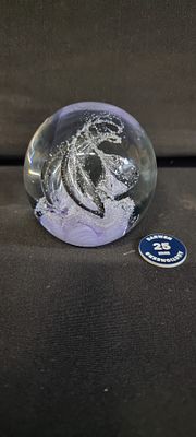 Vintage Paperweight. Purple and white swirls 7cm circumference
