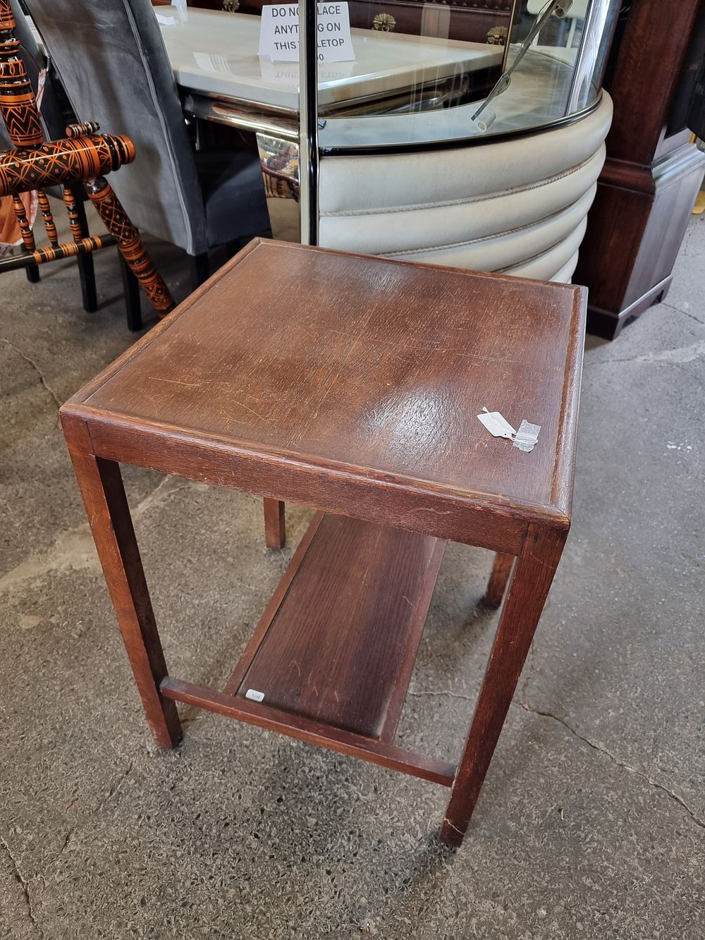 Lot 156: Vintage Wood side table , has a deco feel