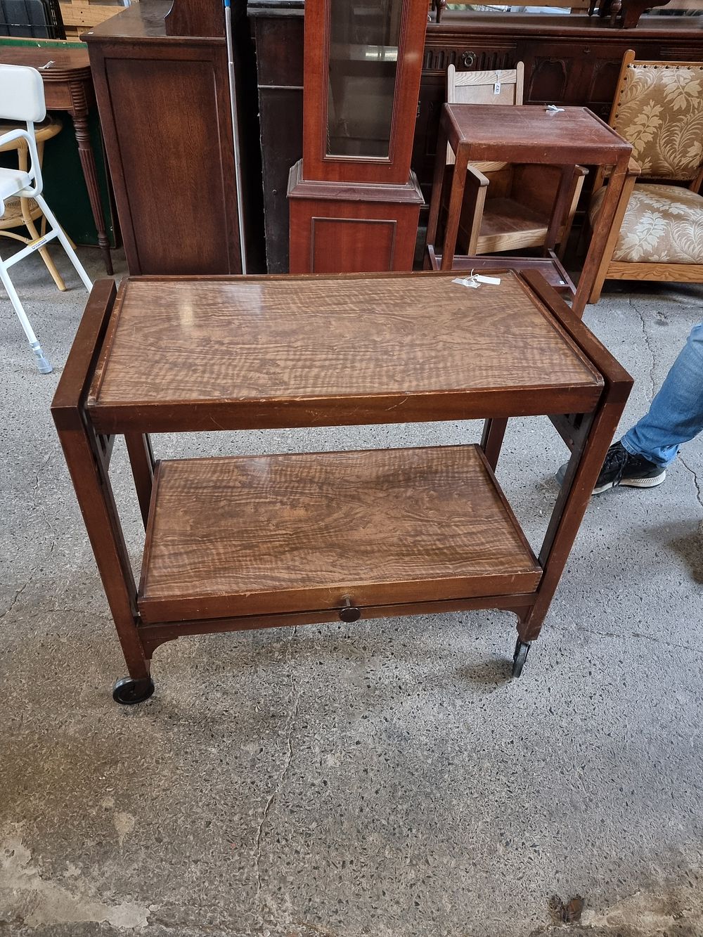 Lot 157: Vintage serving cart, great for saving space when not in use