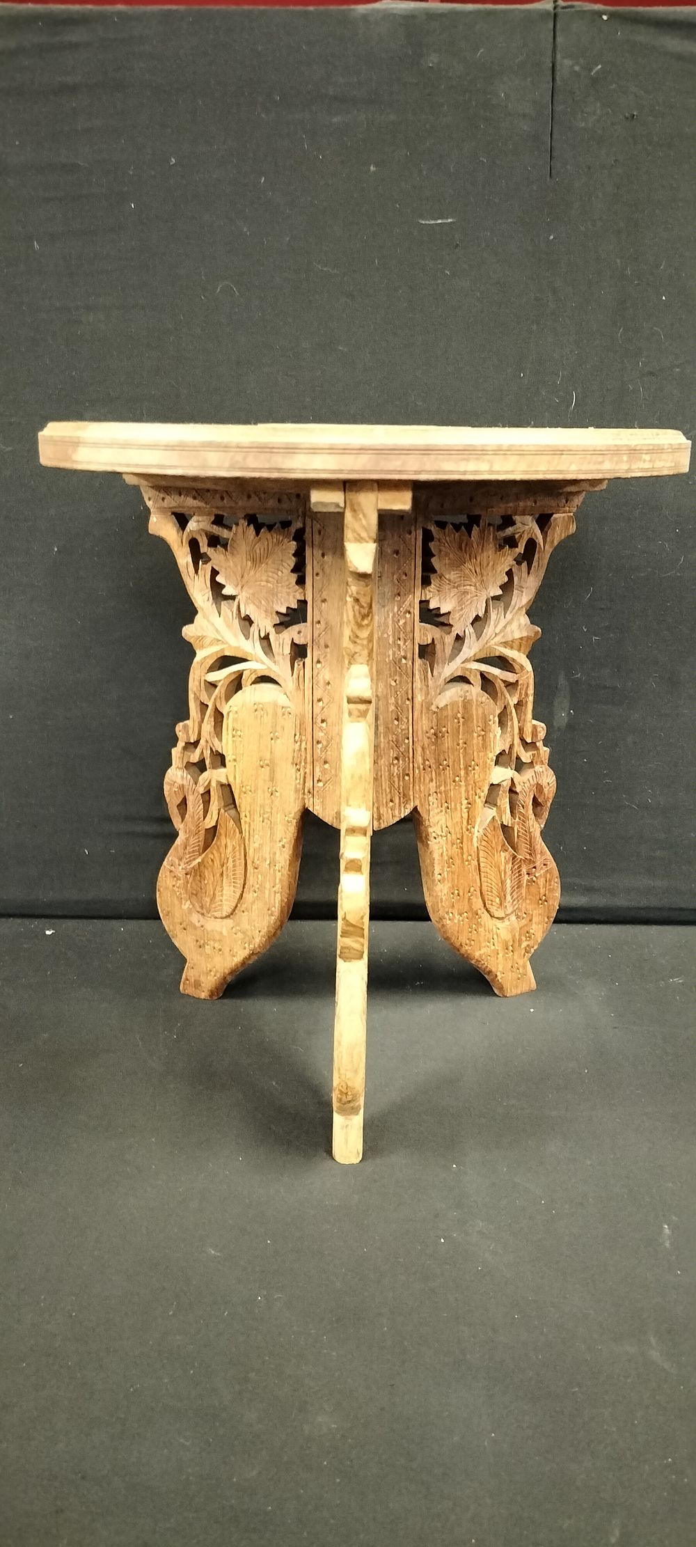 Lot 203: Vintage wooden Hand Carved Side Table/Plant Stand