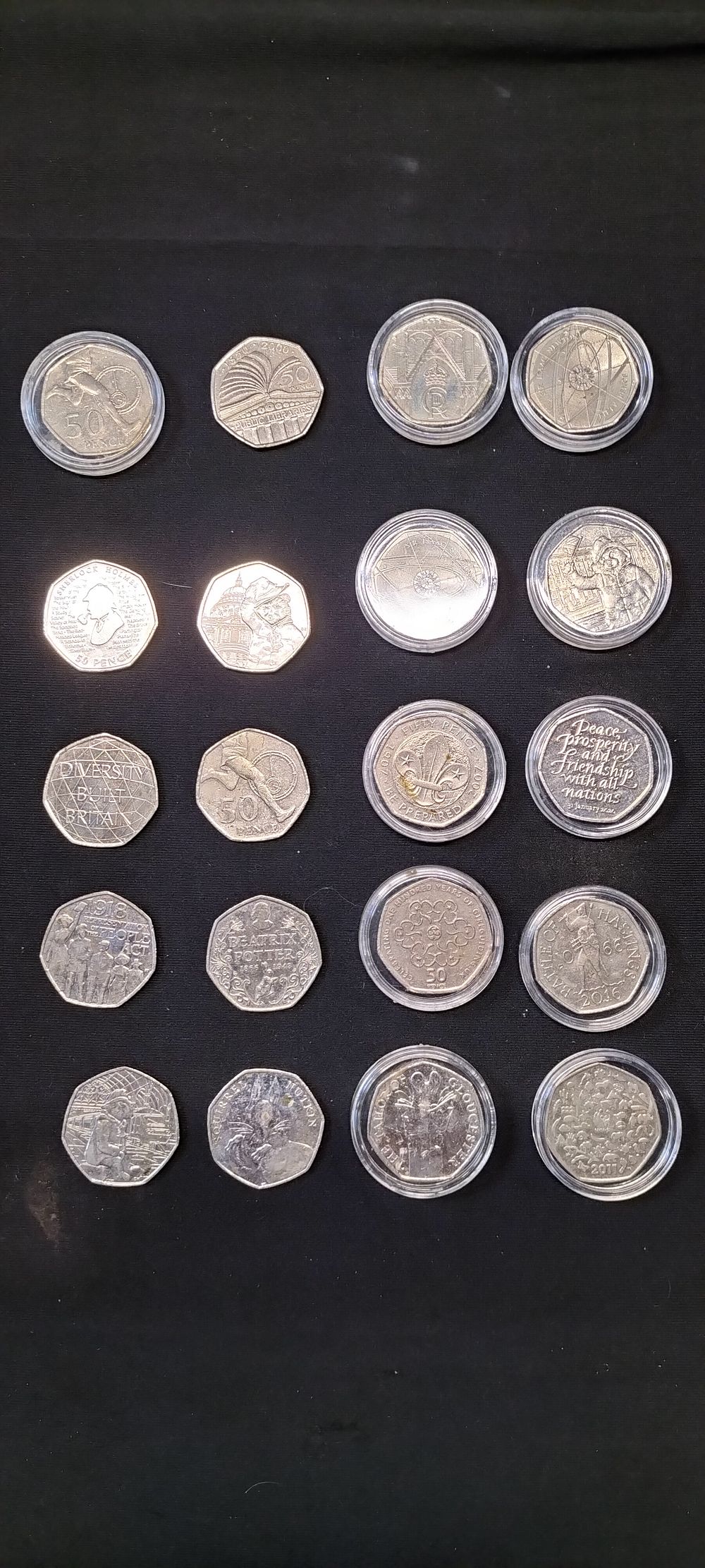 Lot 231: 20 x Collectable 50p Coins some in plastic cases