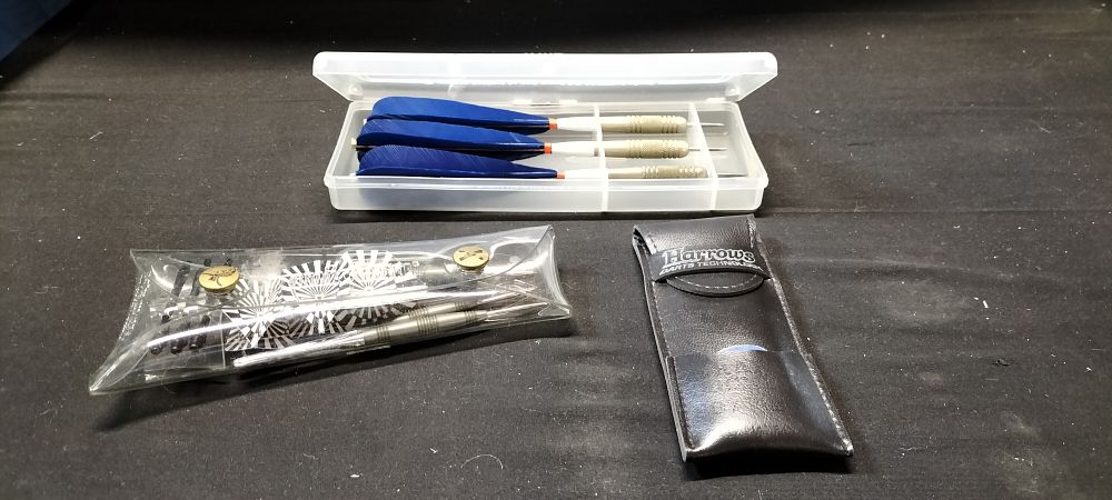 Lot 278: Three sets of Darts including Vintage Kwiz Darts with Feather Flights and case