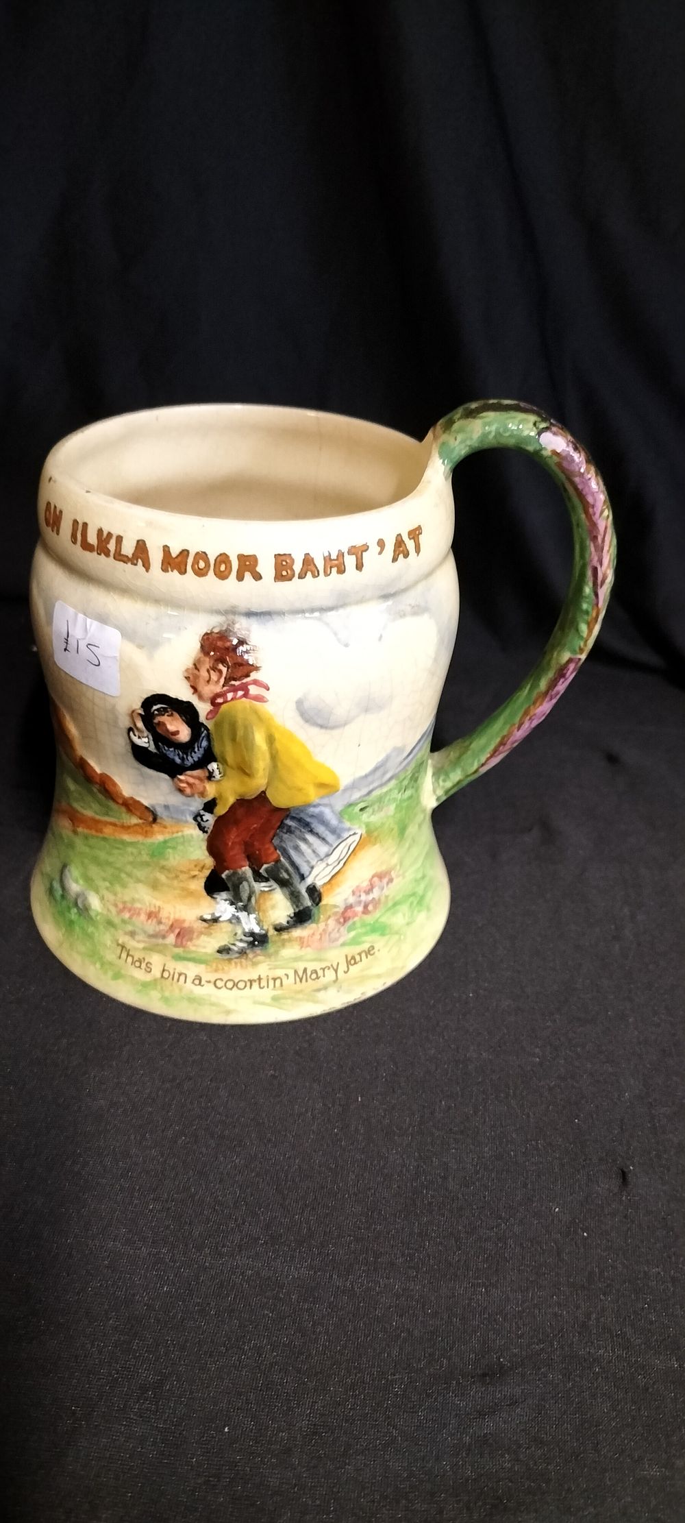 Lot 326: Crown Devon Fieldings "On Ilkla Moor Baht 'at" Musical Tankard