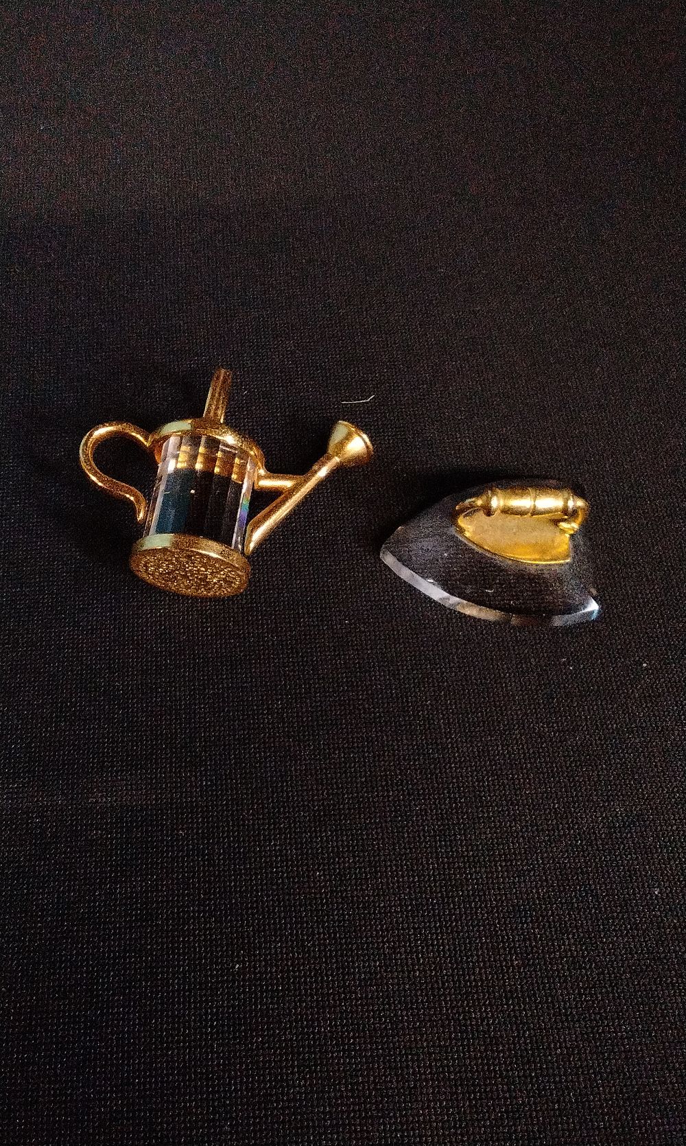 Lot 413: Miniature Crystal Watering Can and Iron
