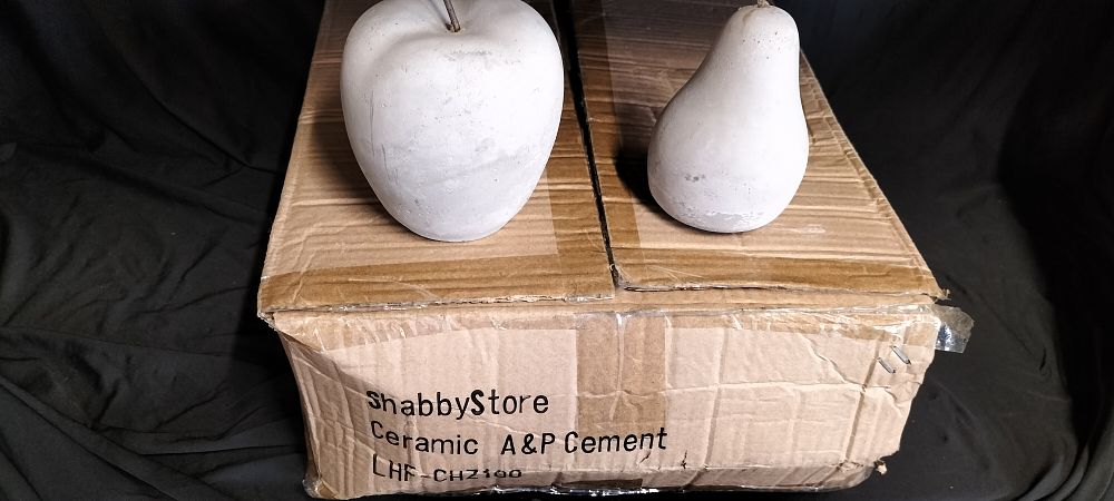 Lot 418: ShabbyStore Cement Apples and Pears 6 of each in a box