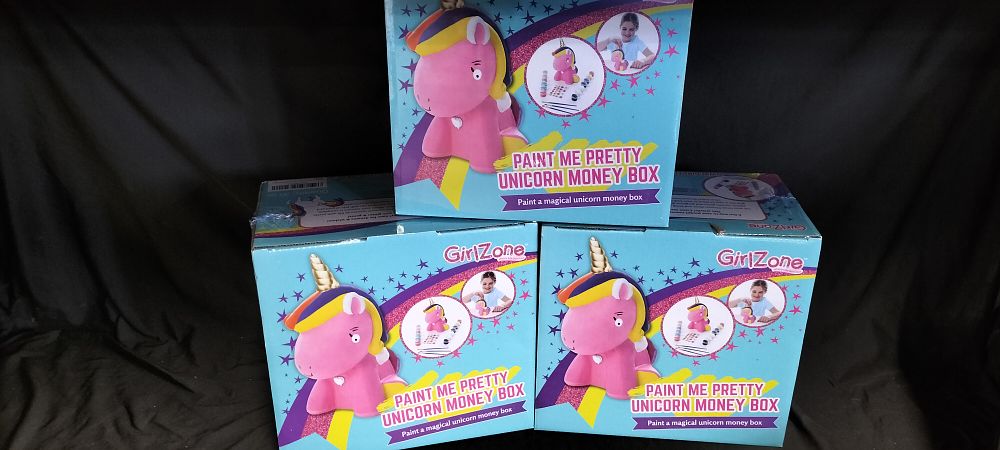 Lot 448: Three GirlZone Paint Me Pretty Unicorn Money Box