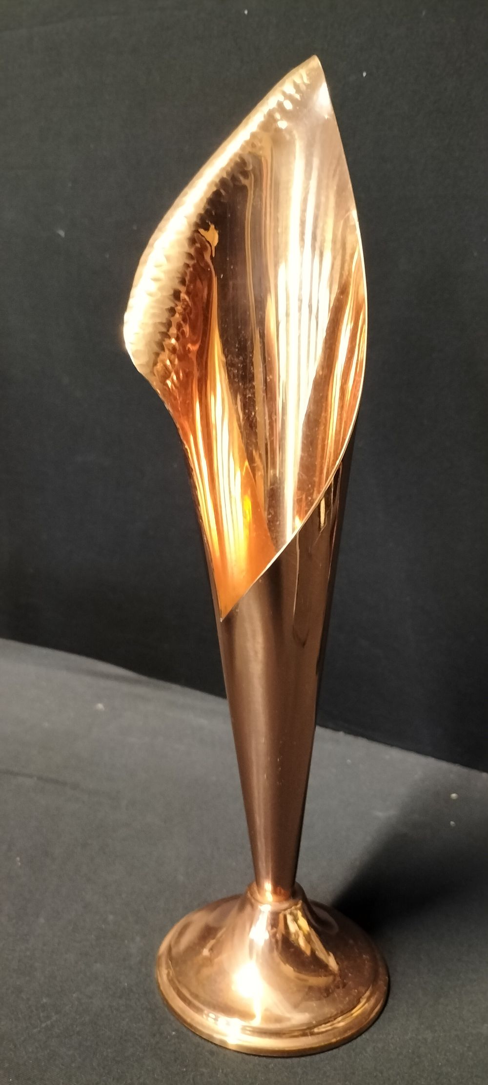 Lot 149: Vintage Copper Lily or Orchid Curled Vase