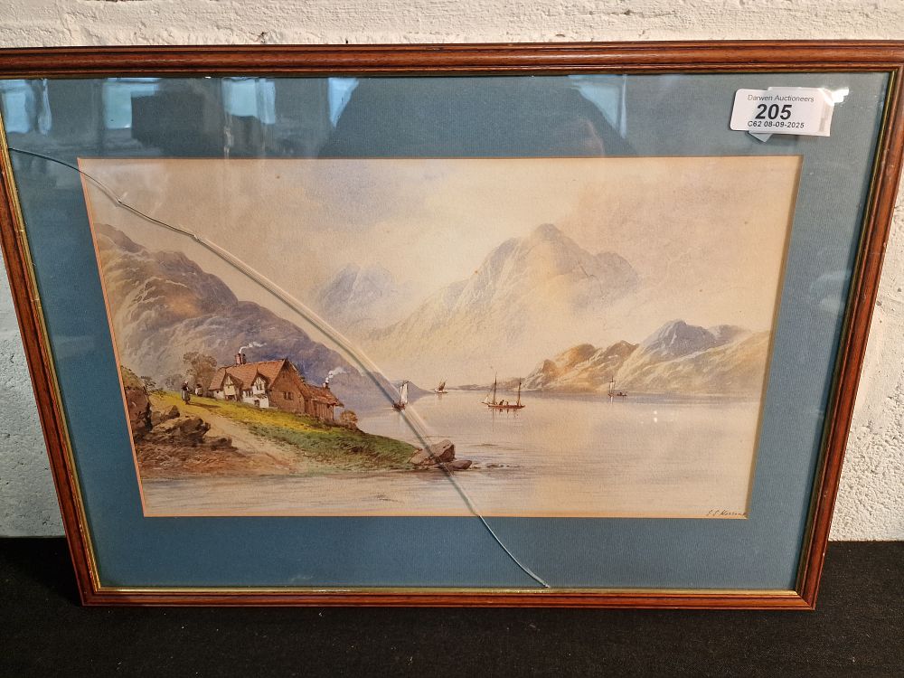 Lot 205: Original Framed Watercolour 'River Scene' by EL Herring