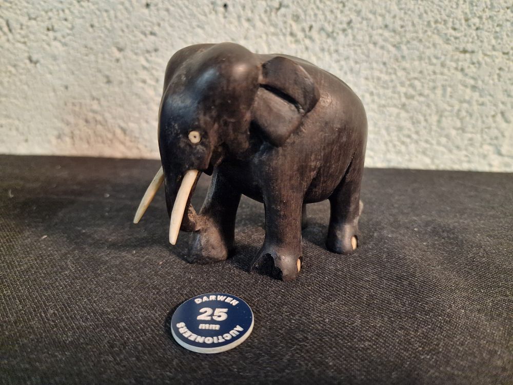 Lot 224: Wooden Ebony Elephant Figure