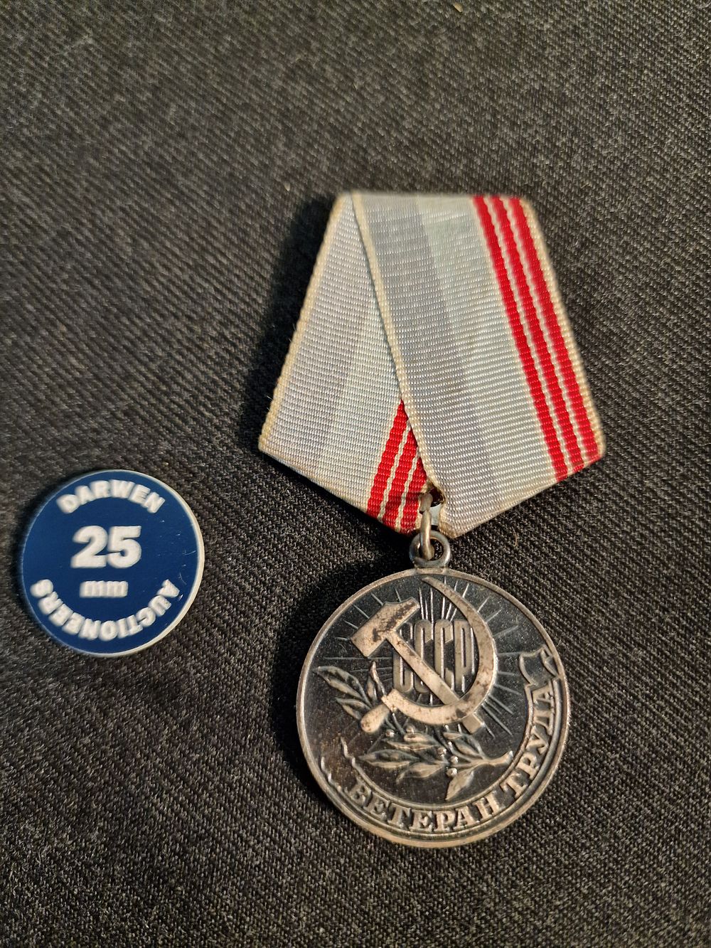 Lot 231: Vintage Soviet Medal "Veteran of Labour"