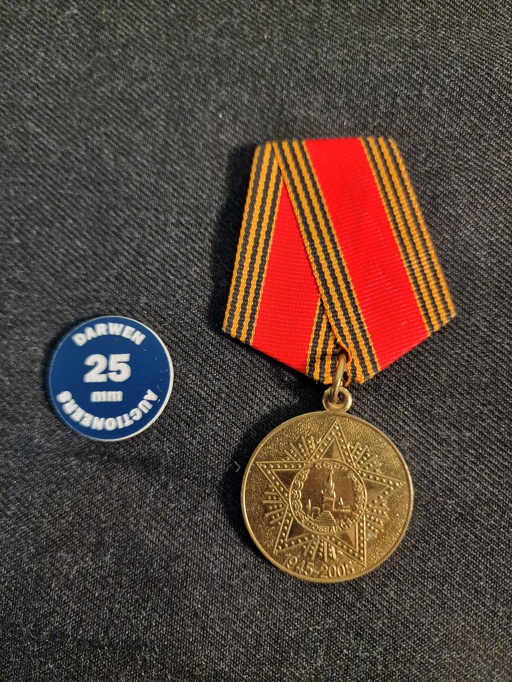 Lot 233: Vintage Soviet Jubilee Medal "60 Years of Victory in the Great Patriotic War 1941–1945". 