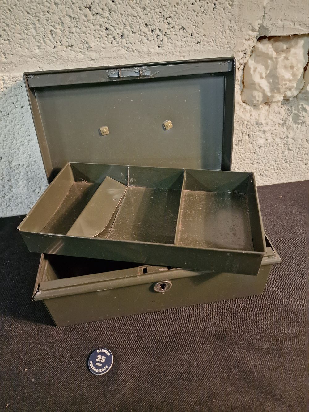 Lot 243: Vintage Green English Metal Cash Box
