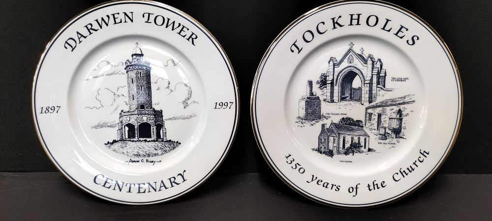 Lot 176: Two Commemorative Plates, One Celebrating Darwen Tower and One Celebrating Tockholes