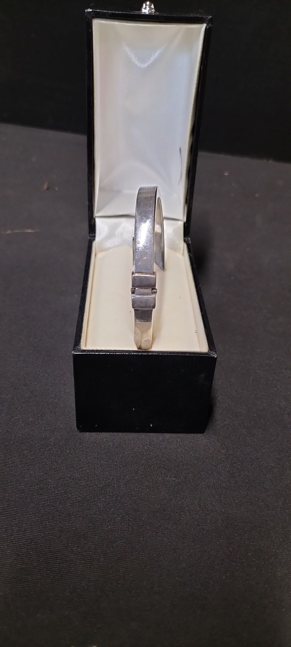Lot 177: WJJ 925 Stamped Silver Hinged Bracelet with Box