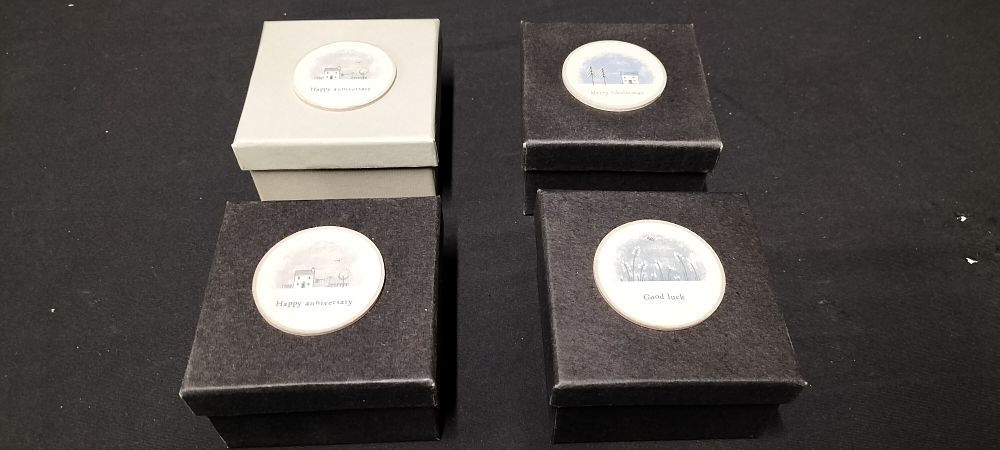 Lot 185: Four Boxed Scented Candles for Different Occasions, Christmas, Anniversary & Good Luck