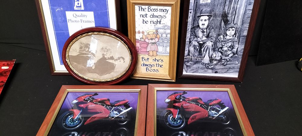 Lot 652: Collection of Picture Frames Most With Pictures Including Ducati