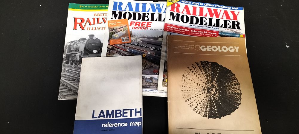 Lot 658: Railway Modeller, Open University Geology course Book & Vintage Lambeth Reference Map 1979