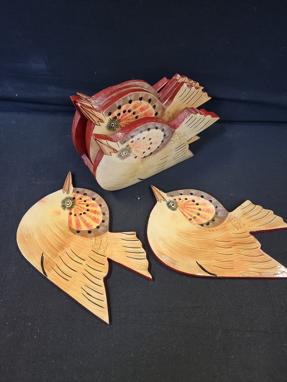 Lot 718: Unusual Tea coaster in the shape of Birds