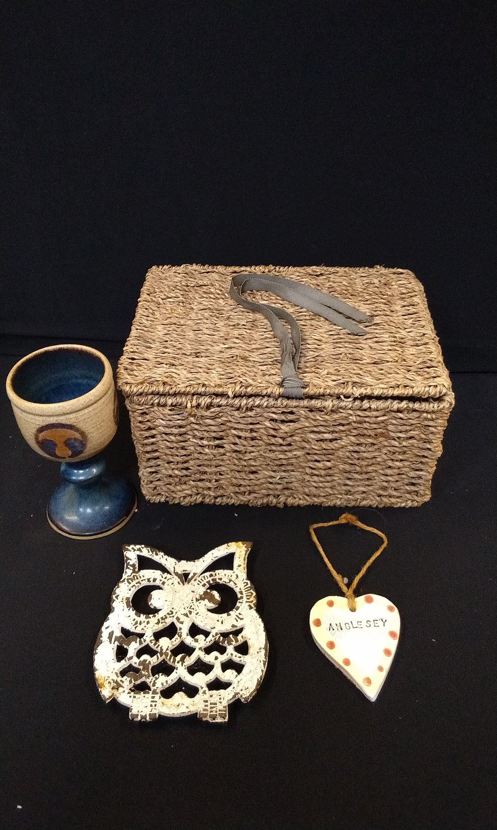 Lot 734: Small Rattan Basket Laugharne Pottery Goblet
